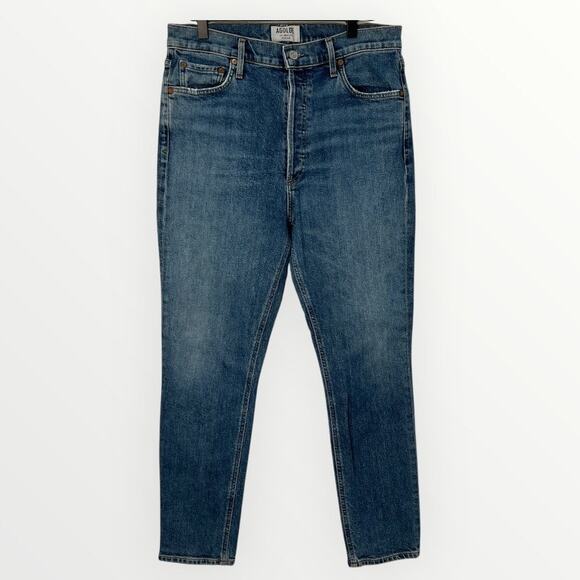Agolde Button Fly Tapered Leg Nico Denim High Rise Blue Jeans Blue Size 30 Retro - Picture 3 of 12